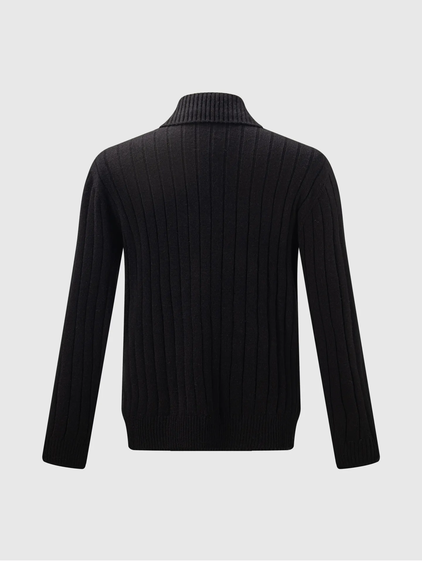 Style No. K 11 B Family Same Style Flat Classic Lapel Knitted Long Sleeve Fabric composition see picture 9 for details Size: M L XL XXL Color: Black